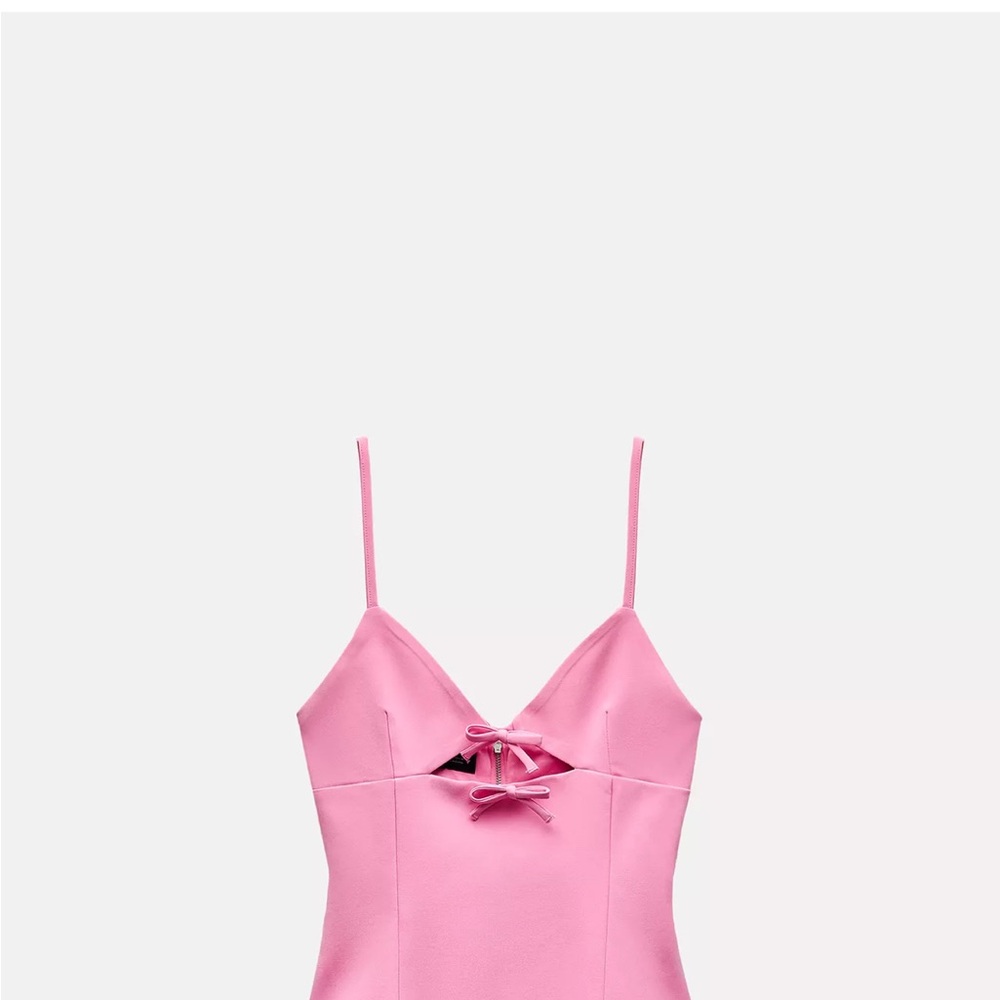 Zara Vibrant Pink Cut Out Elastic Top with Bows